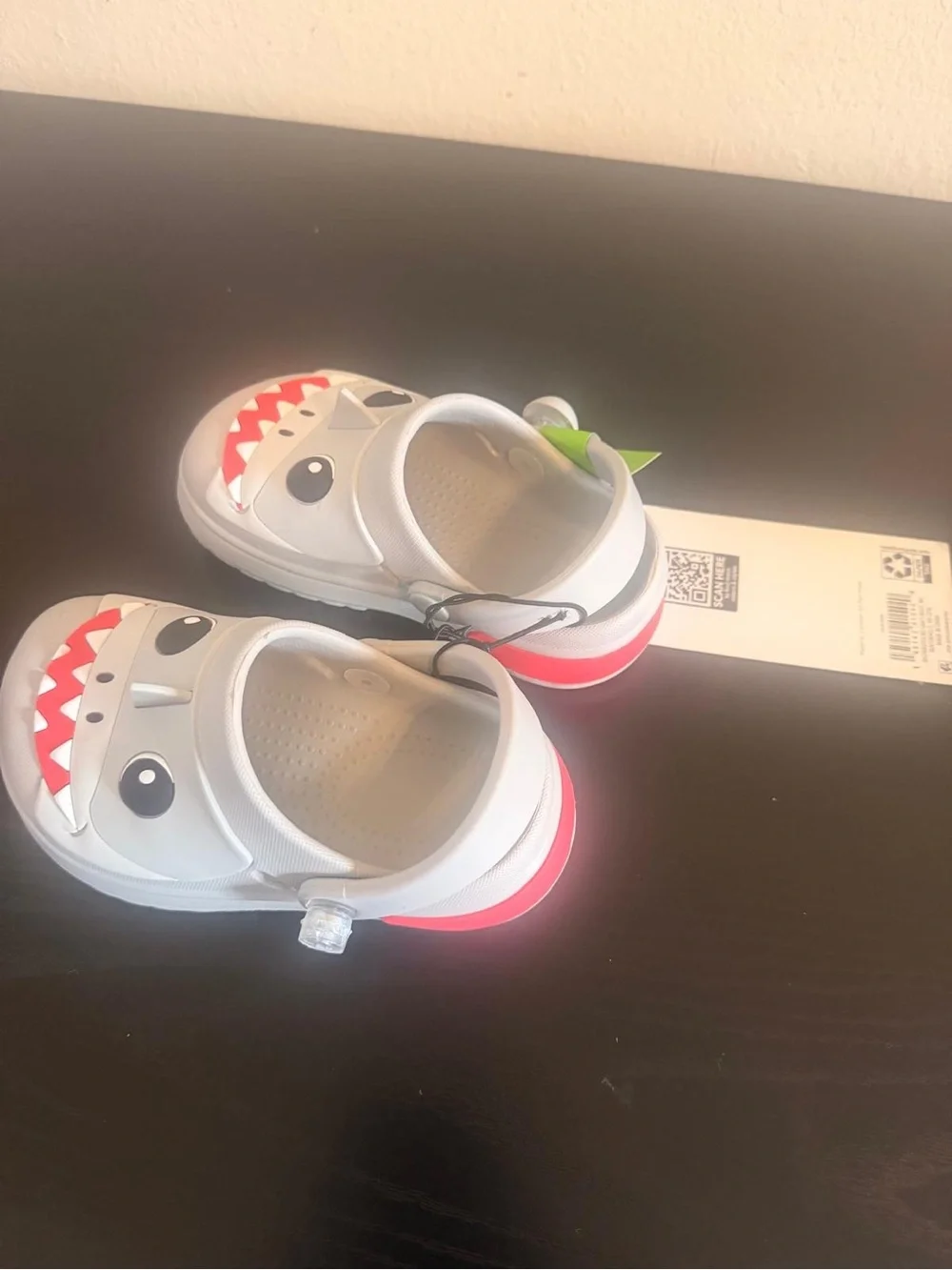 Kids Shark Clog Sandals in Gray and Red